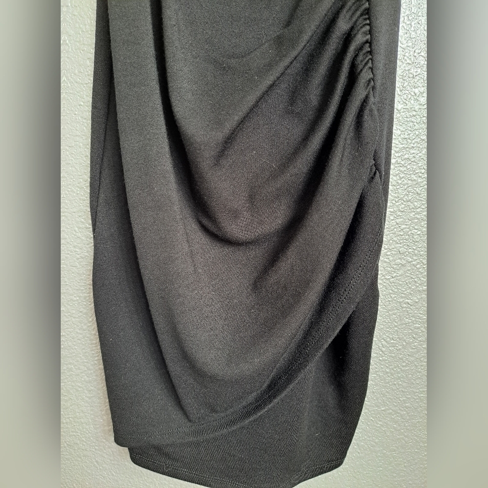 Black Ruched Mini Dress - Picture 3 of 5